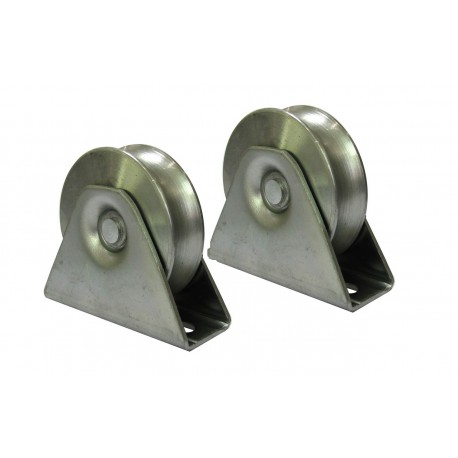 Sliding Gate Wheels, Set of 2 x 90mm U Groove Bearing Rollers External Bracket