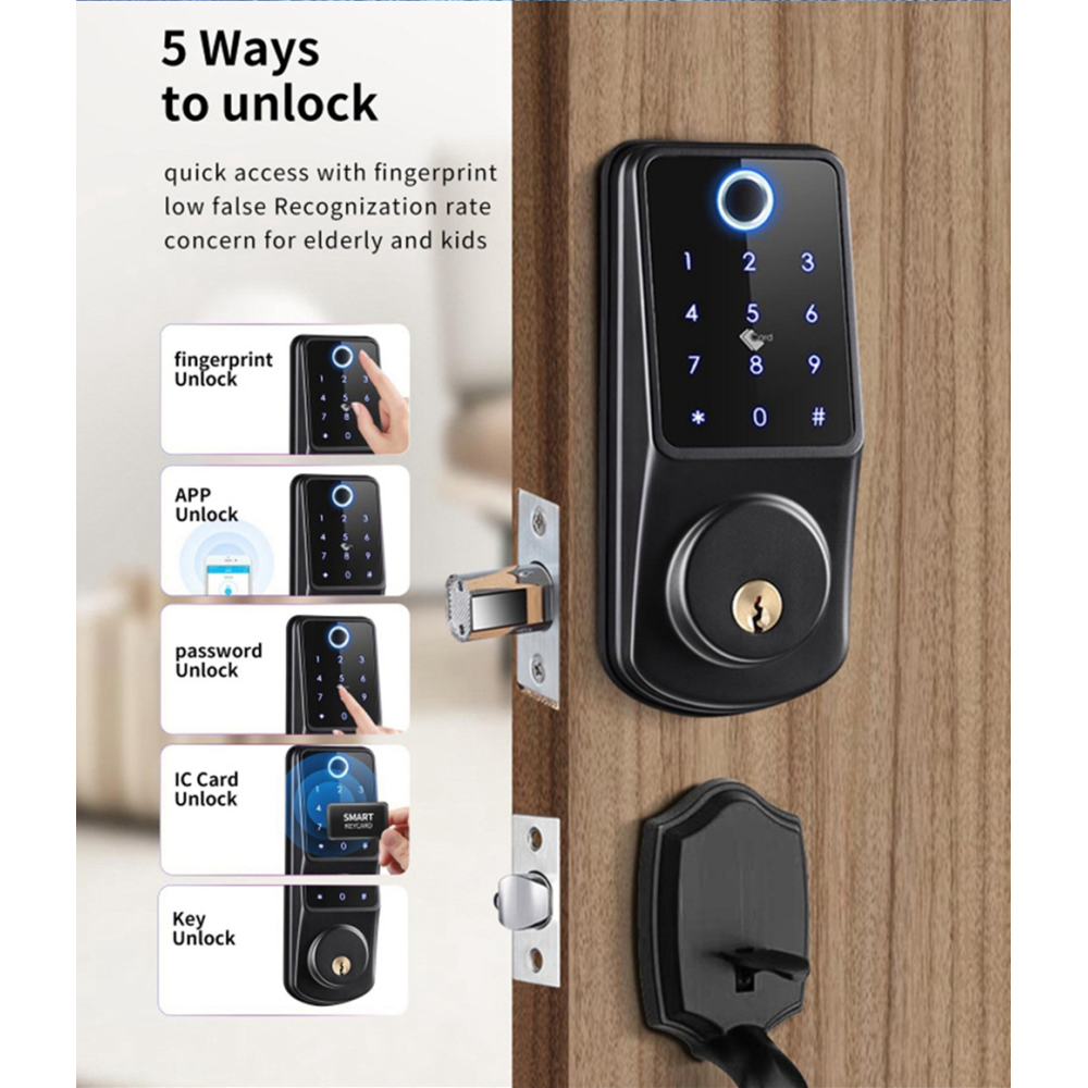 Secukey D2-F Smart Fingerprint Lock. Battery Powered. Wifi Tuya App.