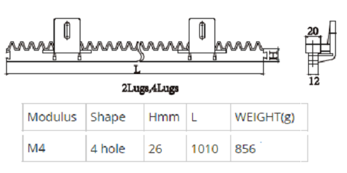 Gear rack 4 lugs